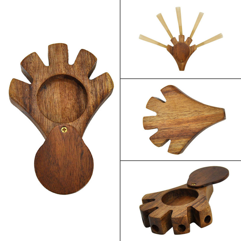 

Palm Shape Wooden Joint Holder With Carrying Bag Double Twin Triple Five Barrel Wood Cigarette Holder