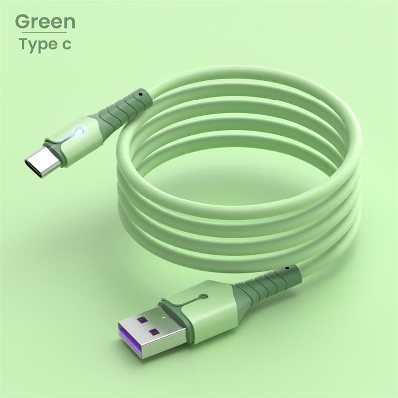 

Pure Cooper Core 3A USB Charging Cables Liquid Silicon Soft Data Charge Cord Fast Charger 3ft 6ft 1m 2m for iPhone Samsung Xiaomi, Green