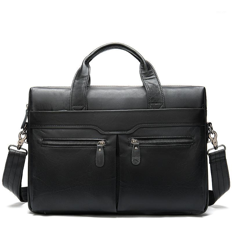 

Brand Men's Briefcase Business Tote Laptop Bags for Men 2020 Large Genuine Leather Male Shoulder Bags Luxury Designer Handbag1, Black 1