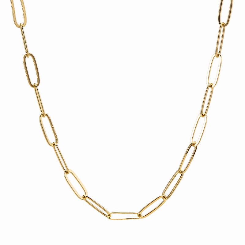 

Gold Color Paper Clip Lick Chain Choker Necklace for Women Link Chain Wedding Birthday Jewelry 15 16 17 inches