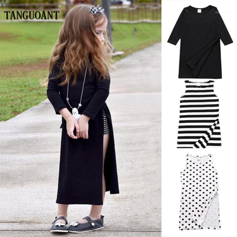 

TANGUOANT Autumn Kids Party Dress Casual Streetwear A-line Dresses Split Solid New Fashion Long Sleeve Girls Children Clothes1, Dot