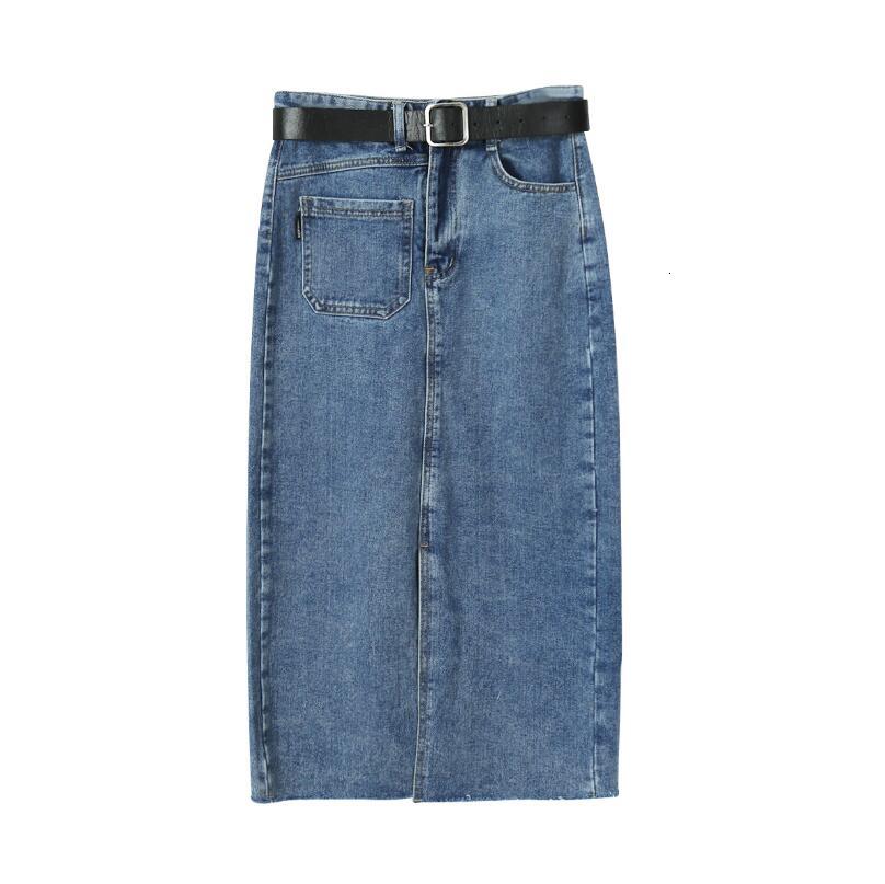 

Women Long Denim Thin Skirt Sexy Party Jeans Casual 2021 High Waist Femme Midi Womens Skirts P2181 225t, Blue