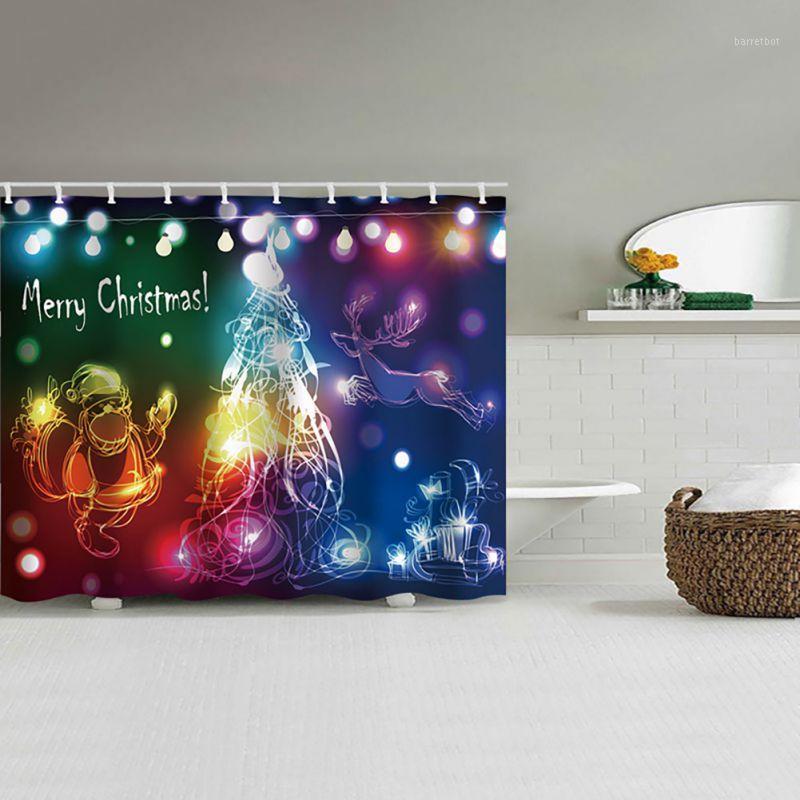 

Christmas Shower Curtain Bathroom Decoration Waterproof Forest Animals Deer Curtain 59x71Inch hot1