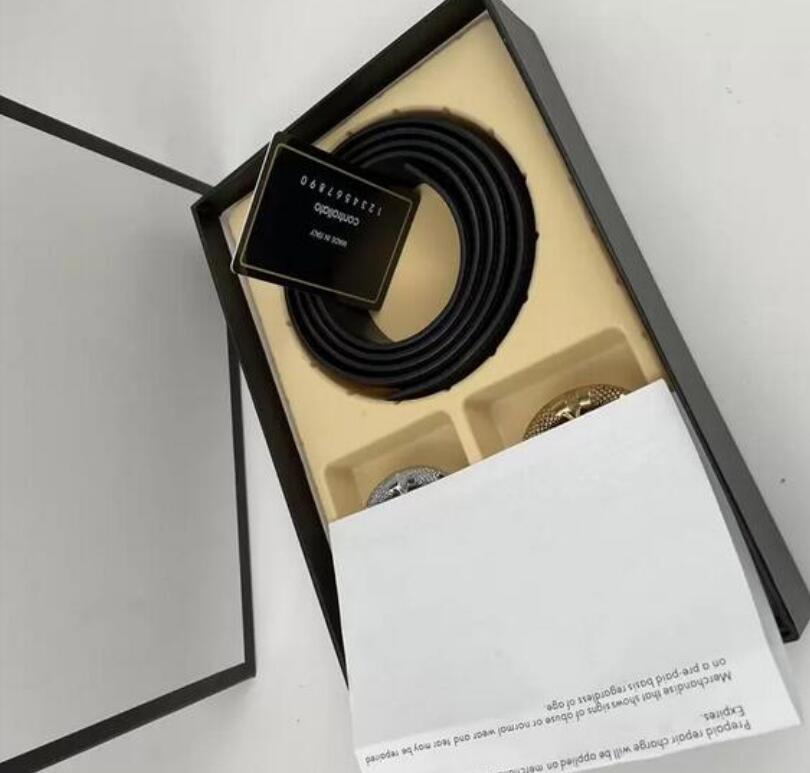 

Luxury Designer Belts genuine leather belt high quality mens Double Letters Big Gold Buckle Men women Classic Casual With Box 3.8CM, Multi