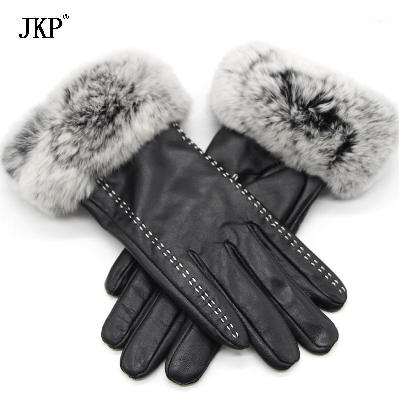 

Five Fingers Gloves Genuine Sheepskin Women's Winter Fur Warm Real Fashion High Quality Velvet Windproof1