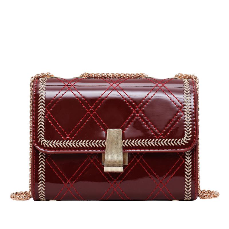 

2021 New Desieners Plaid Women Shoulder Bag Luxury PU Leather Female Shoulder Bag Metal Chains Crossbody Bags For Women, Black