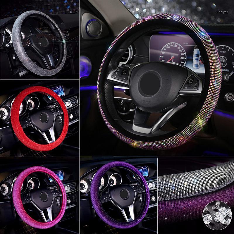 

Luxury Crystal Car Steering Wheel Cover Set for Women Girls Bling Bling Full Rhinestones Diamond Steering Wheel Cover Universal1