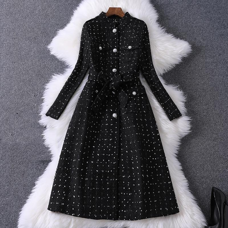 

Women Elegant Long Wool Coat With Belt Solid Color Long Sleeve Chic Outerwear Ladies Overcoat Autumn Winter 2021