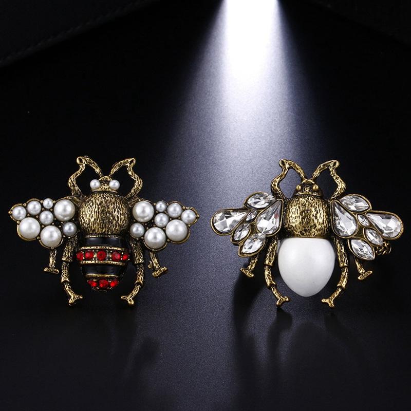 

Jewelry Vintage Bee Simulated Pearl Bee Ring For Women Adjustable Open Ring Dropshipping