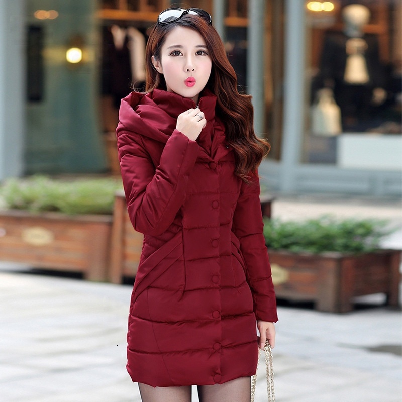 

2021 New Winter Mid-long Women Parkas Jacket Casual Thick Warm Hooded Parka Straight Type Jackets Pocket Korean Style Coats J49h, Royal blue