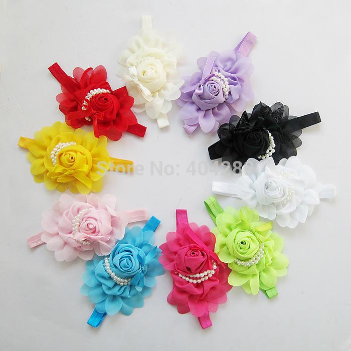 

5pcs Cute Fashion Girl Baby Toddler Elastic Pearl Flower Headband Hairband Hair Flower, Randomly or choose