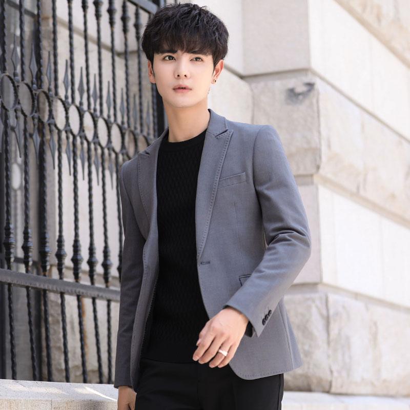 

Korean Style Men Suits Fashion Casual Loose Slim Business Long Sleeve Office Men Suits Blazer Mujer Men's Clothing DB60XF, Beige