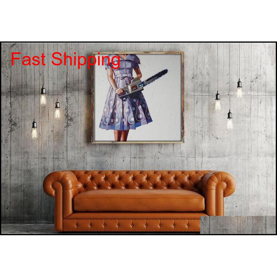 

Kelly Reemtsen Woman With Chainsaw Art Works Home Decor Art Poster Print 16 24 36 47 Inches Bm61D