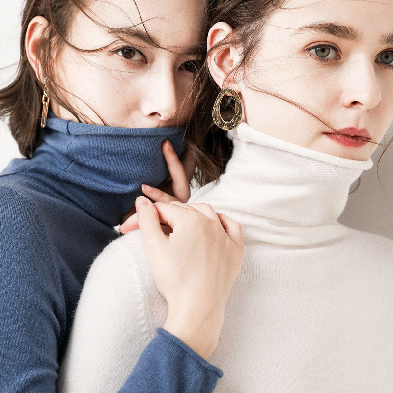 

2021 New High Quality Cashmere Turtleneck Sweater Women Autumn Streetwear Basic Pullover Jumper Female Knitted Pull Femme Hiver Z9q1, Blue