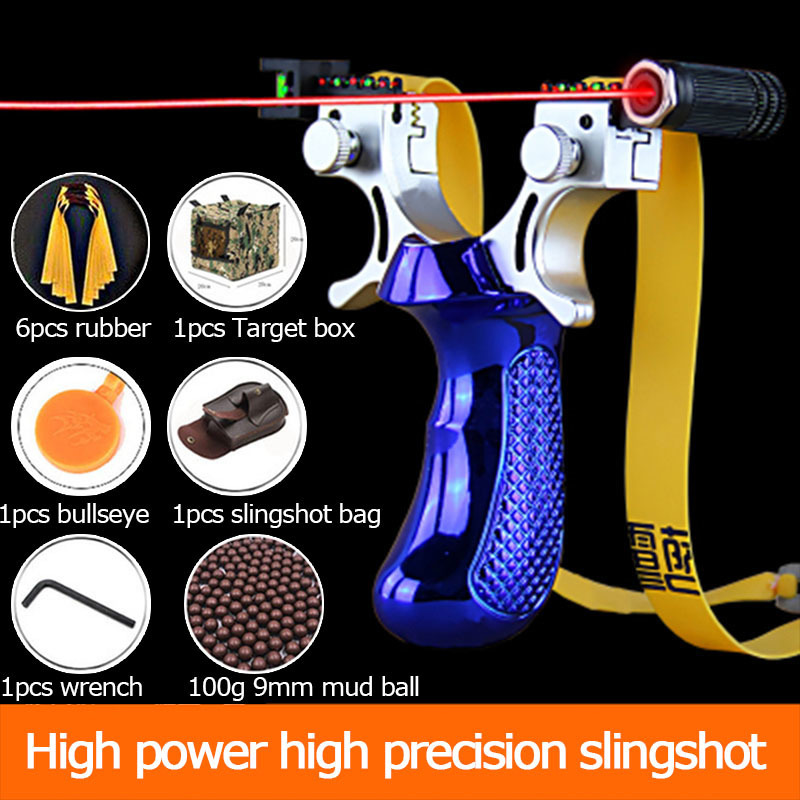 

New Laser Aiming Slingshot High Precision Outdoor Hunting Catapult with Flat Rubber Band Outdoor Game Sling Shot Set 201110