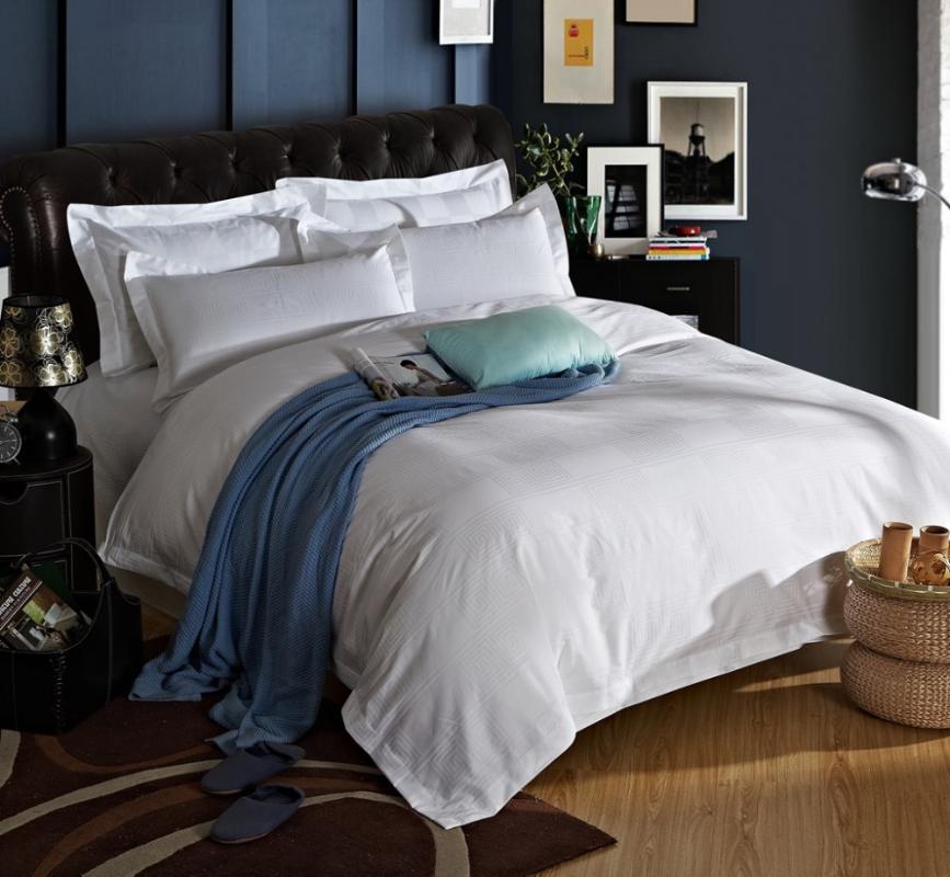 

4pcs/set 5 Star 100% Cotton Sateen 60S 300TC luxury hotel sheet sets White queen and king size hotel duvet covers, Spring
