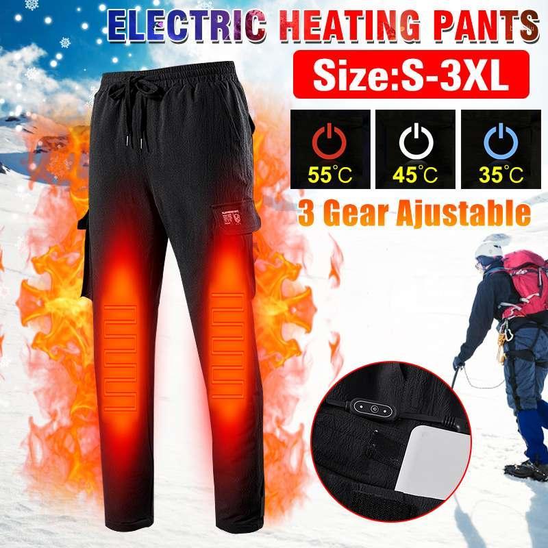 

Women Men Winter Outdoor Hiking Heating Trousers Slim USB Charging Heated Pants Skiing Charging Electric Heated Pants Trousers1, Green