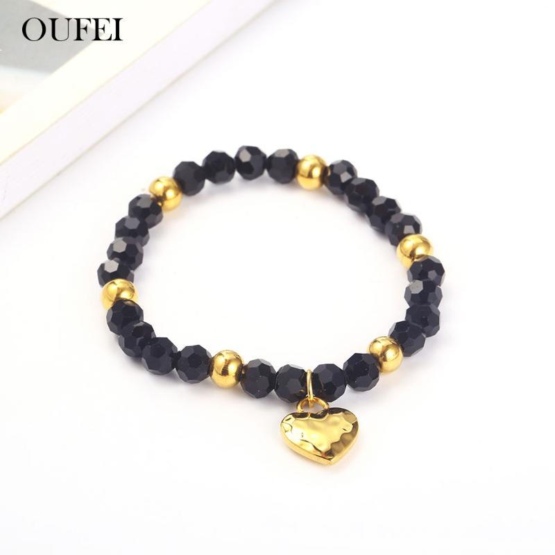 

OUFEI Stainless Steel Crystal Bracelet Heart Elastic Rope Bracelets Bangles Woman Fashion Jewelry Accessories Gifts For Women