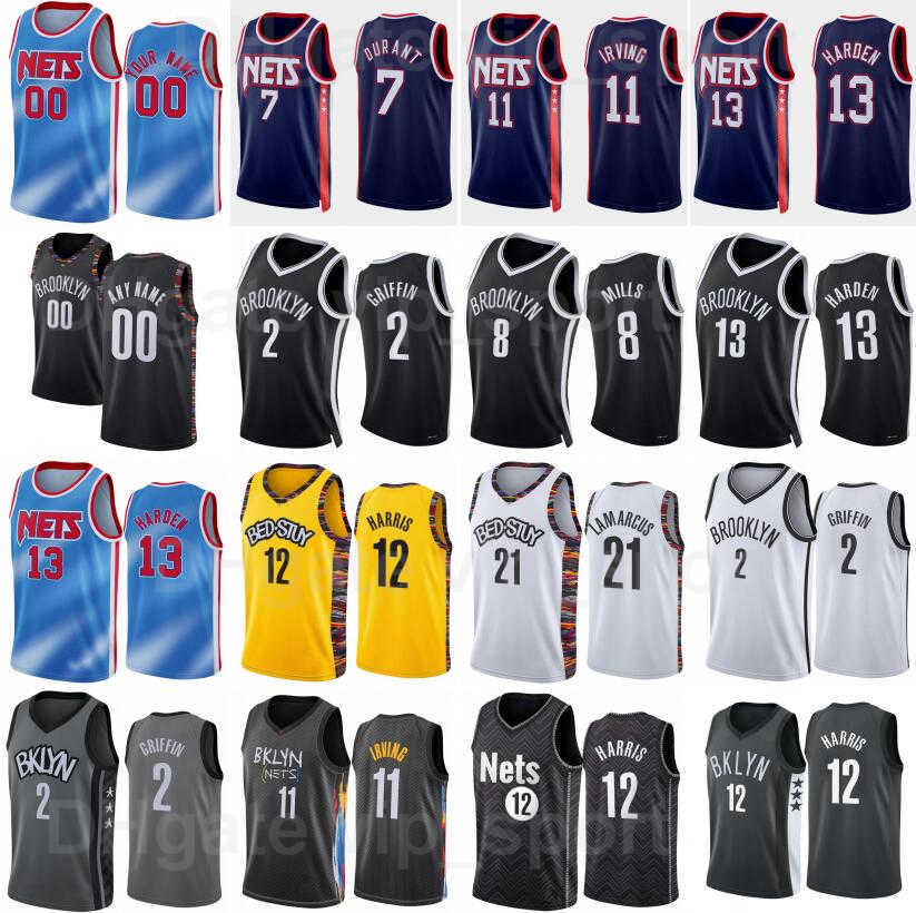 

75th Anniversary Print Basketball Joe Harris Jersey 12 James Harden 13 Blake Griffin 2 Patty Mills 8 Kyrie Irving 11 Kevin Durant 7 Paul Millsap 31 Custom Name Number, 75th black