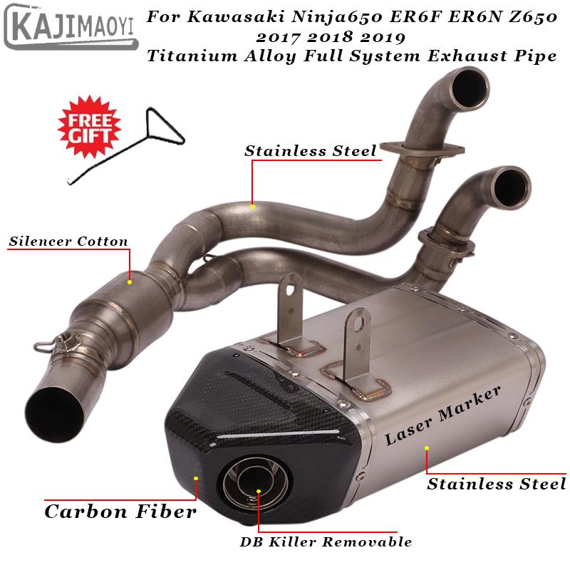 

Motorcycle Exhaust Titanium Alloy System Muffler Front Link Pipe Slip On For Ninja650 ER6F ER6N Z650 2020 2020