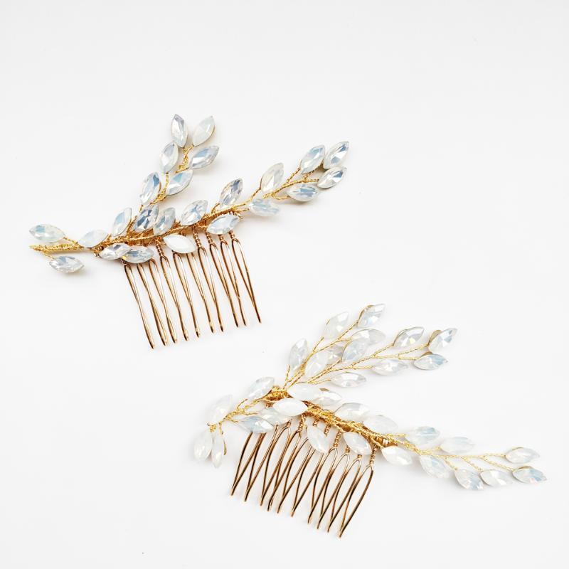 

Opal Crystal Bridal Hair Comb Set Wedding Headpiece 20201