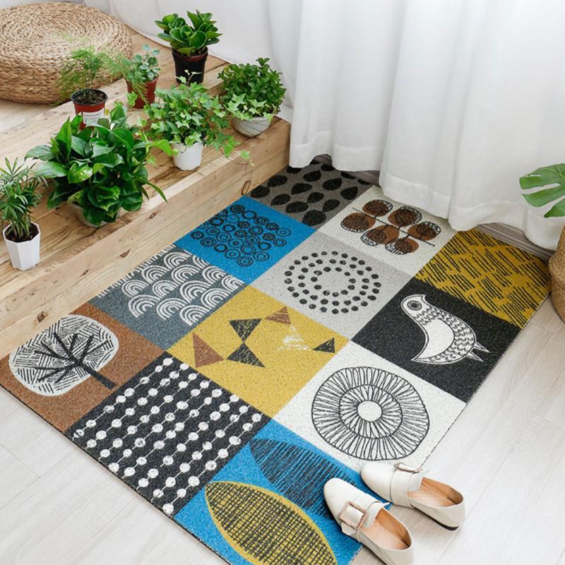 

Nordic Floor Mat Entrance Door Hall Floor Anti-Skid Mats Geometric Printed Carpet Toilet Absorbent Rug PVC Non-Slip Mat For Home1, 45x75cm