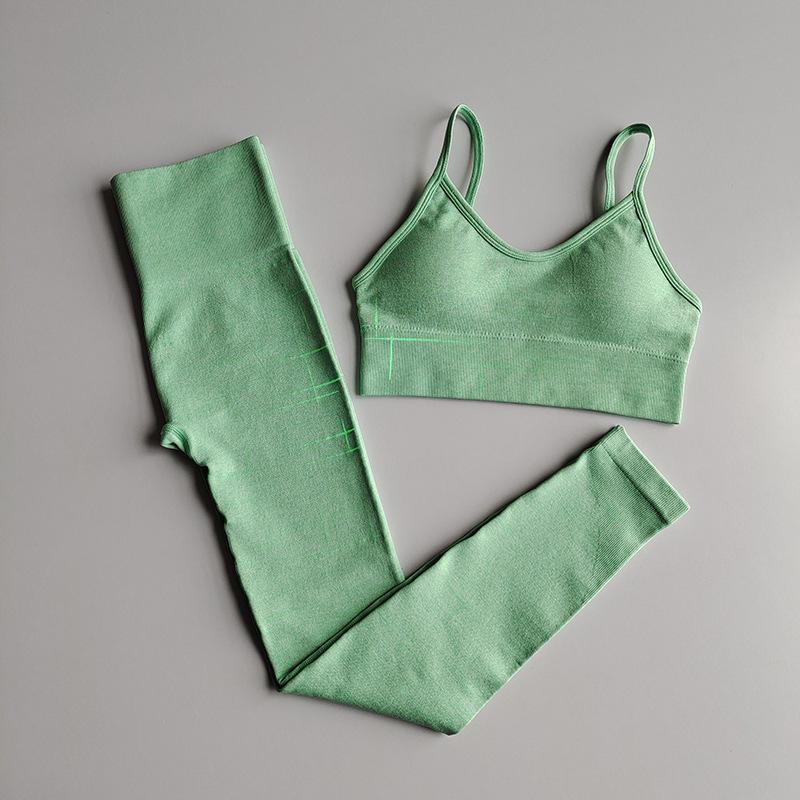 

Luminous Yoga Sets Women 2 Piece Set Leggings + Elastic Sports Bras Woman Gym Clothing Sportswear Workout Seamless Sports Suits, Orange