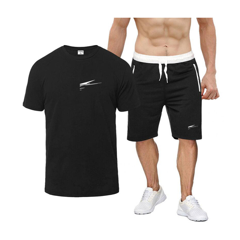 

men' clothing Two Piece Set Men Short Sleeve T Shirt Summer Top+Shorts Men' Tracksuits Nice Tide Casual Sportswear Tops Short Trousers