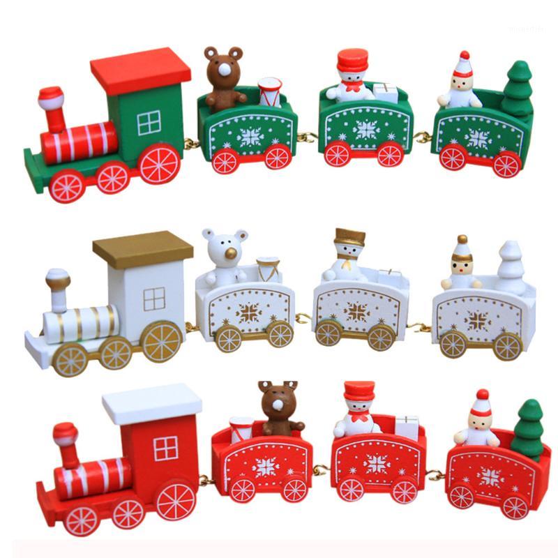 

15#Christmas Wood Small Train Toy festival Home decoration Christmas Innovative Gift for Children 3 colors1