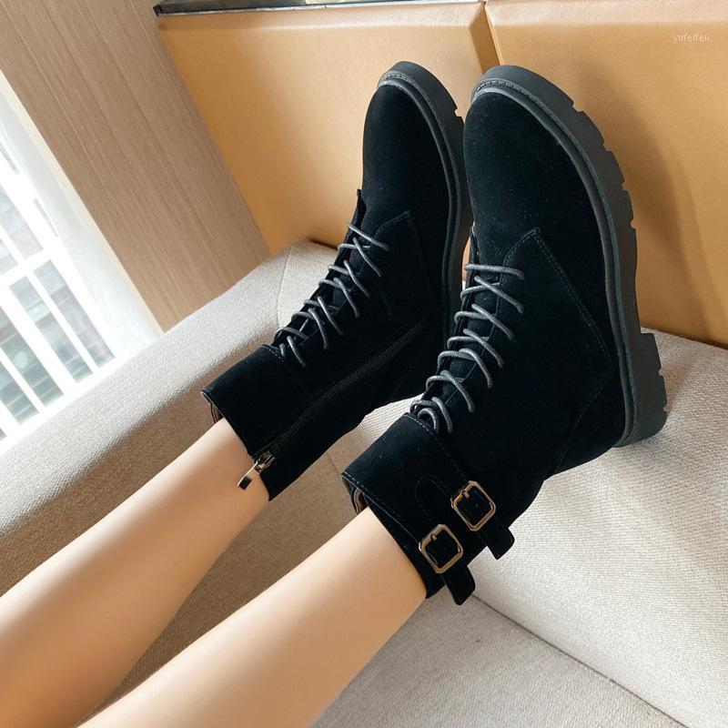 

Snow Boots 2020 Warm Winter Women's Lace Up Zip Upper Flock Causal Platforms Retro Boot Ankle Boot Zapatos De Mujer1, Khaki