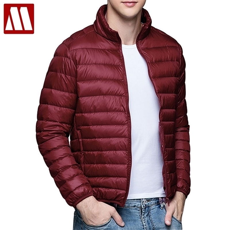

New Casual Brand White Duck Down Jacket Men Autumn Winter Warm Coat Men's Ultralight Duck Down Jacket Male Windproof Parka 201111, G011 wine