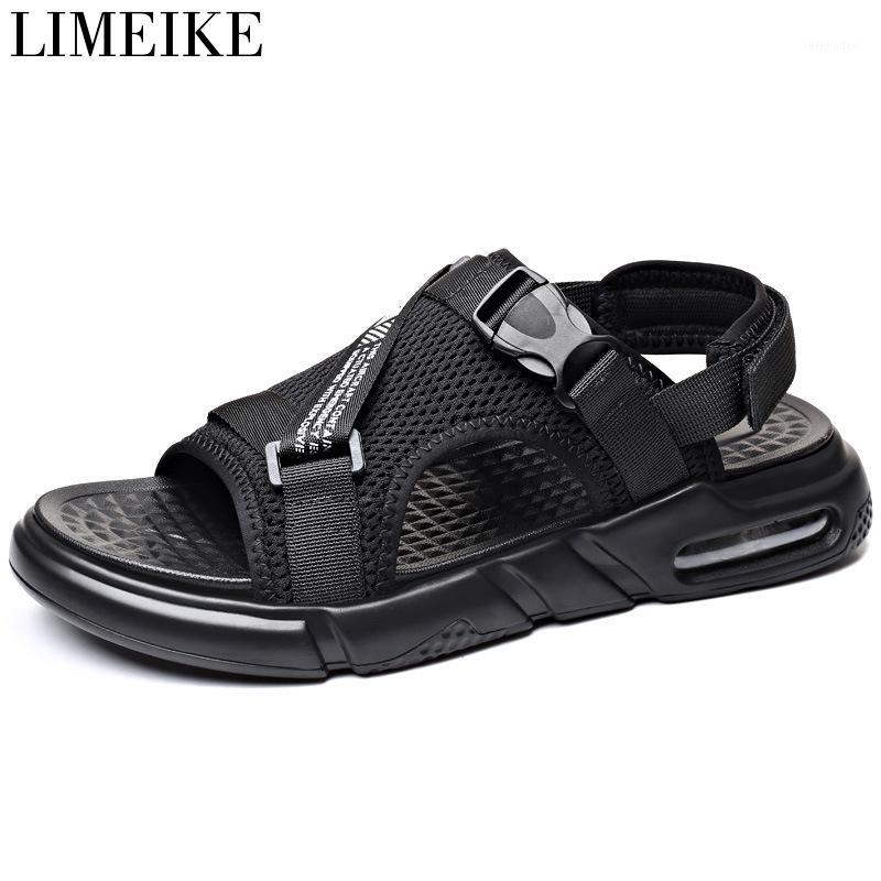 

Fashion Man Beach Mesh Sandals 2020 Summer Outdoor Shoes Men Anti-skidding Breathable Casual Shoes Krasovki Tenis Slippers Hot1, Black