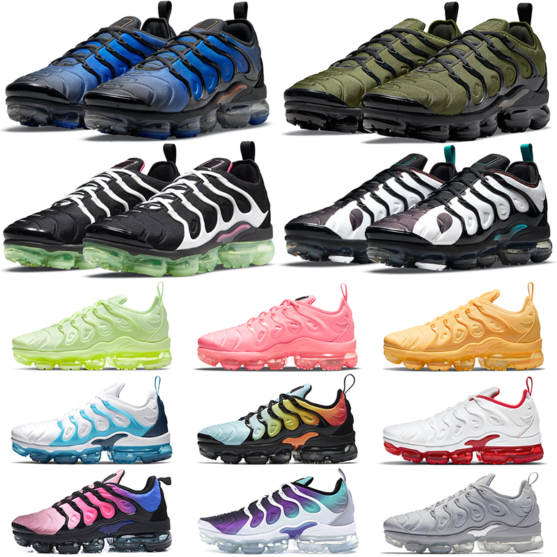 

Men Running Shoes TN Plus Triple Black White Swingman Rough Green Cool Grey Cherry LEMON LIME Light Bone Obsidian Mens Women Trainers Sports Sneakers, 36-47 triple white