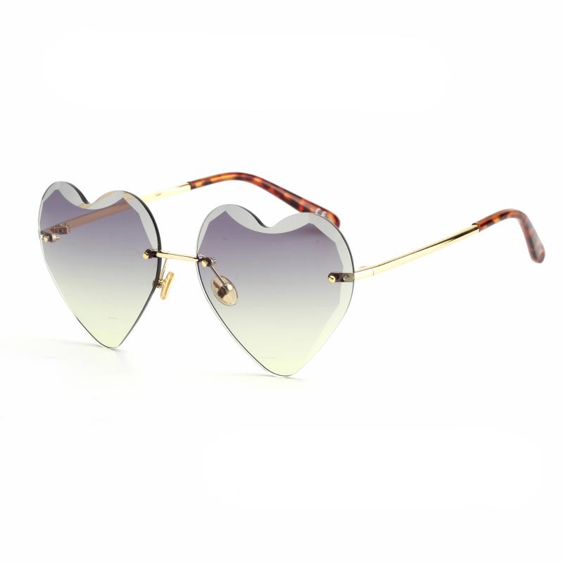 

Sunglasses Fashion Heart-shaped Love Frameless Trimming Tide Lady Shades For Women