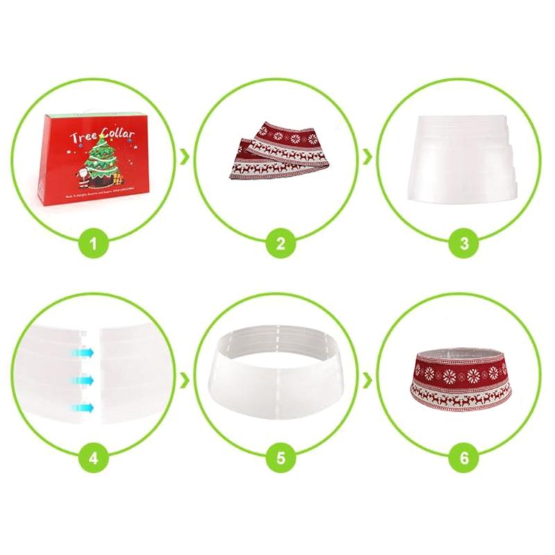 

30 Inch Christmas Tree Skirt Elk Snowflake Base Collar Around Xmas Decoration M76D