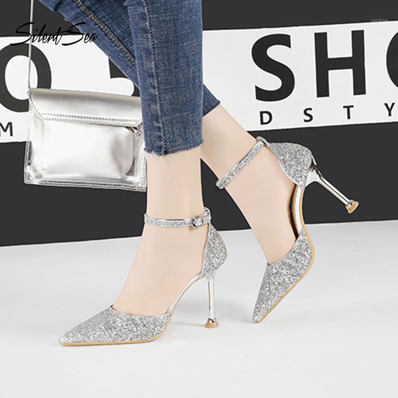 

Silentsea Shoes Thin Heel Pumps Shallow Pointed Sexy High-heeled Strap Shoes Size Plus Size 40 Fashion Popular For Ladies1, Gold 6.5cm