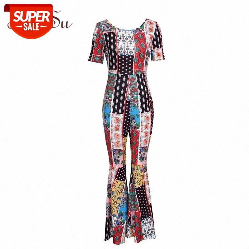 

ArtSu Summer Vintage Bodycon Jumpsuit Women Romper Bohemian Skinny Sexy Long Jumpsuits Female Fitness Overall Streetwear JU28011 #pG90, Black;white