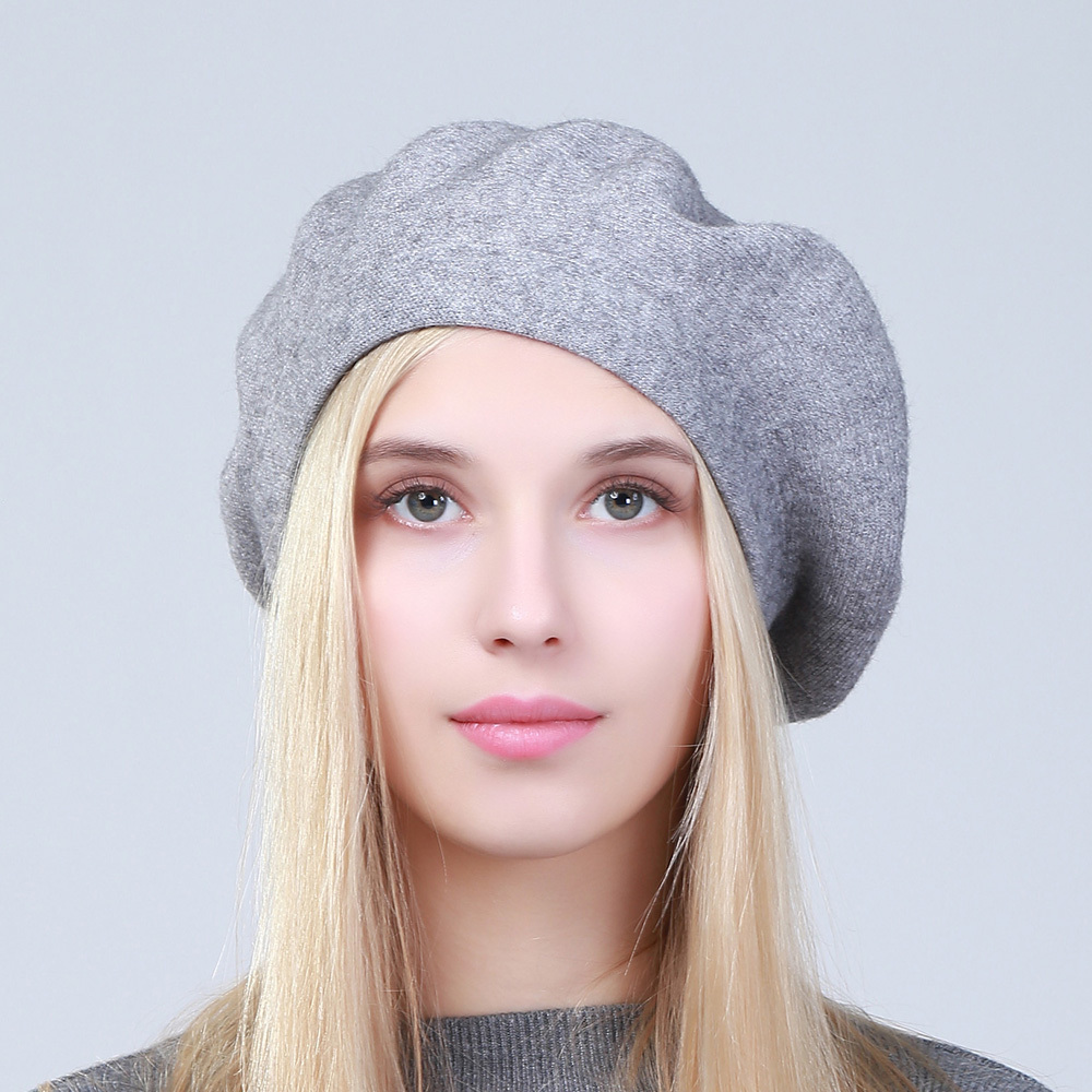 

Geebro Women's French Beret Hat Spring Causal Plain Black Knit Wool Berets for Ladies Knitted Artist Beret Cap Hats For Woman 201012, Blue