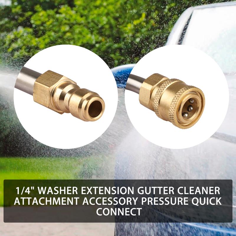 

18cm 1/4\" Quick Connect High Pressure Power Washer Gutter Rod Cleaner Attachment Lance/Wand Water Pumps 4000PSI Copper, 120degree curved rod