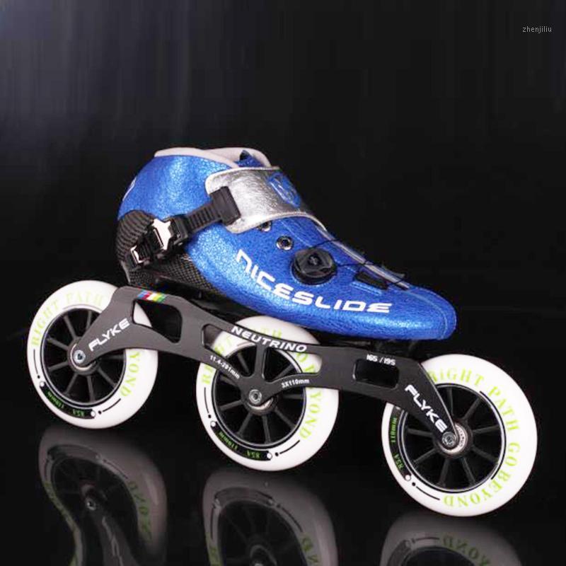 

Inline & Roller Skates Original NICESLIDE Self Locking Carbon Fiber Speed Professional Competition Racing Skating Patines1, Blue 3 wheels