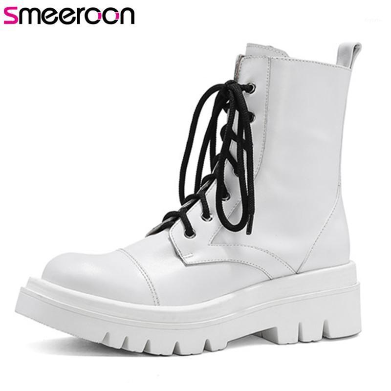 

Smeeroon 2020 basic style square heel platform boots women casual shoes comfortable fashion autumn winter ankle boots woman1, Black