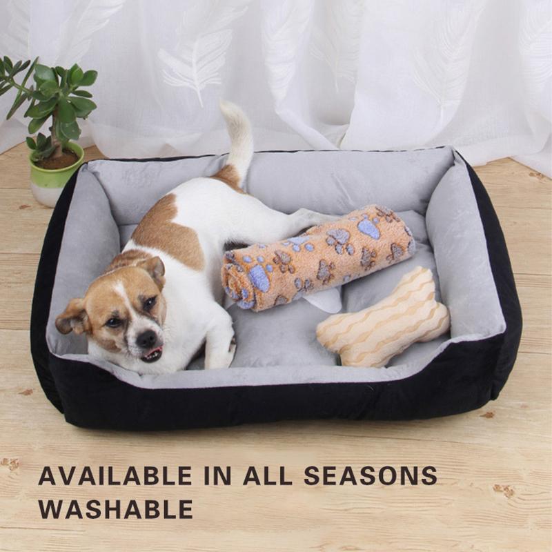 

Washable Pet Bed Dog Pillow Pad Mat Removable Kennel Durable Pets Plush Sofa Cat House Cooling Blanket for Dogs Pet Supplies, Gray blue