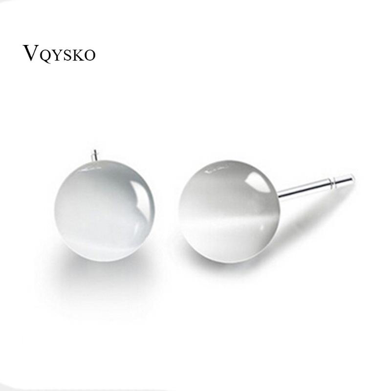

Genuine 925 Sterling Silver-Color Jewelry 7mm Opal Stud Earrings For Women Gril