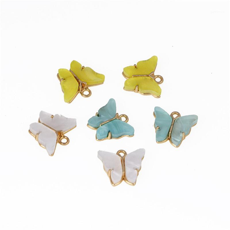 

10PCS/Set Yellow Blue White Butterfly Acrylic Charm DIY Pendant for Necklace Bracelet Handmade Fashion Jewelry for girl daughter1