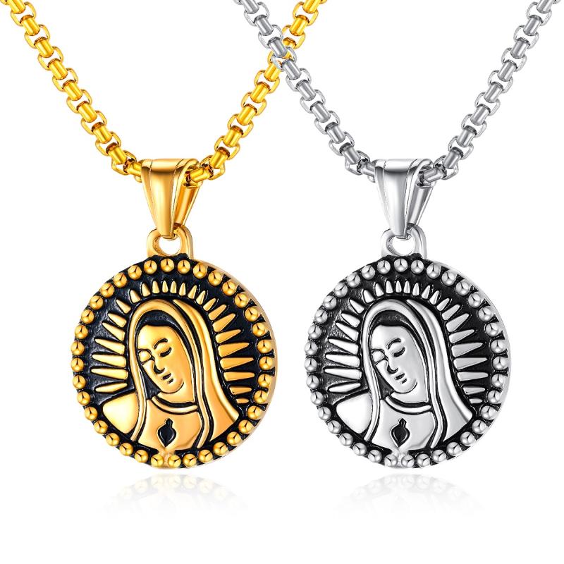 

FATE LOVE New of 2020 Christian the Virgin Mary Men Pendants Necklaces Stainless Steel 55cm Chain Classic Fashion jewelry