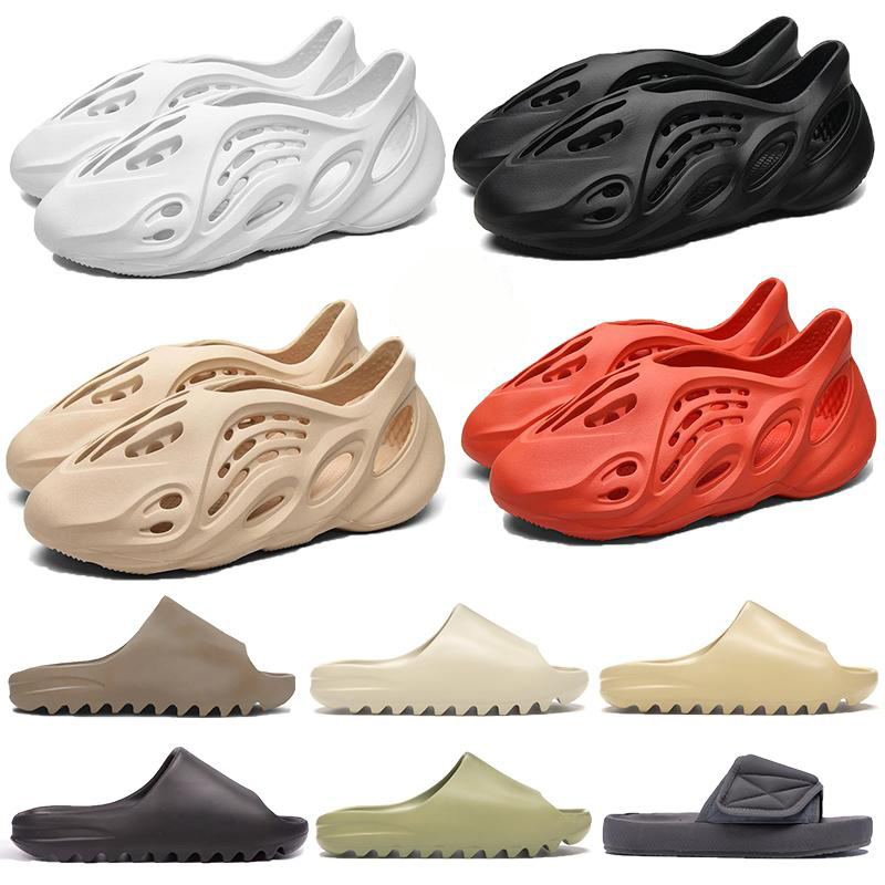 

2020 New Foam Runner women Sandals Slipper Summer Beach triple white Slide Desert Bone Resin fashion Shoes platform mens Sneakers, Triple black