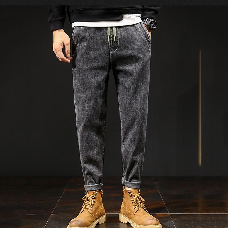 

Men jeans loose stretch harem pants plus size denim trousers plus size men autumn and winter new student jeans, Black gray