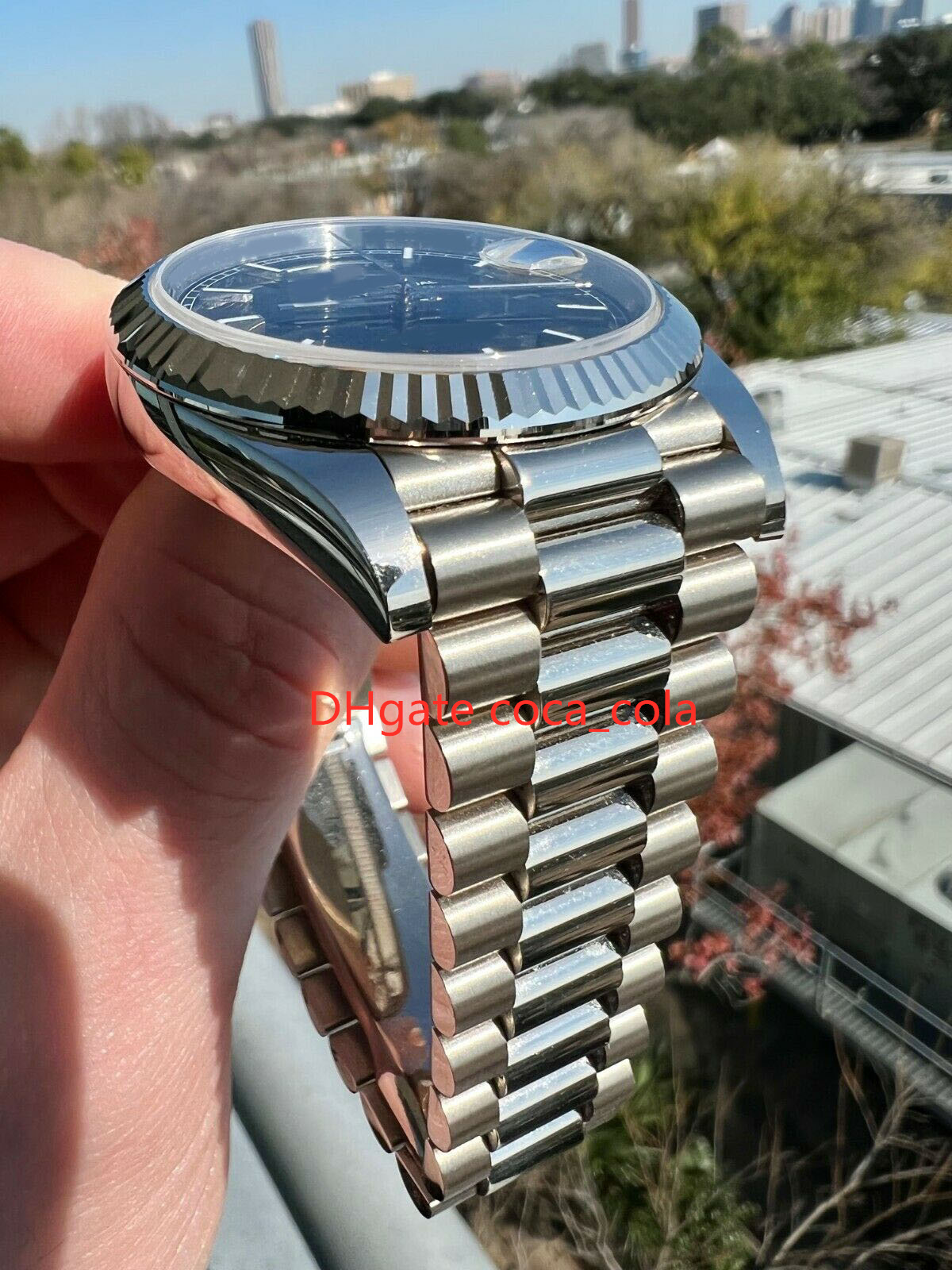 

Watches Day Date 40mm case diameter President 228239 White Gold Black Dial Automatic Ew3235 movement Sapphire crystal Mens watch Wristwatch, Blue