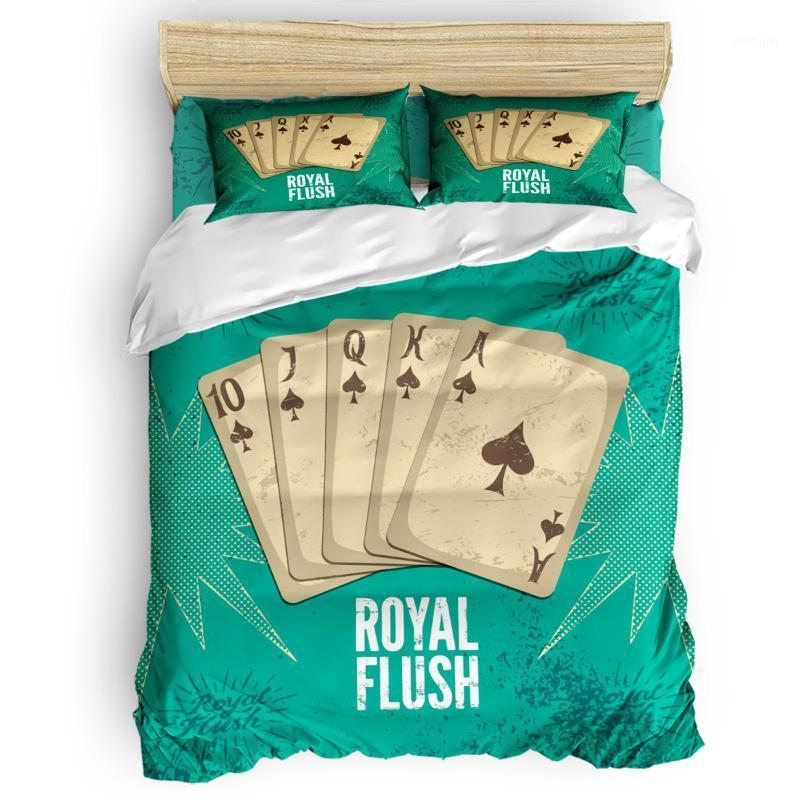 

Playing Cards Retro Duvet Cover Set Warm and Comfortable Bed Sheet Bedroom Comforter Set 2/3/4pcs Bedding1, As pic