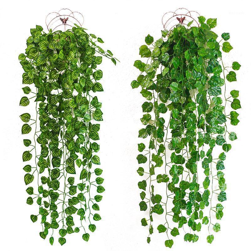 

2020 Wall-mounted Artificial Plant Plastic Imitation Plants Vine Leaves Home Decoration Flexible Garden Decoration Balcony Decor1